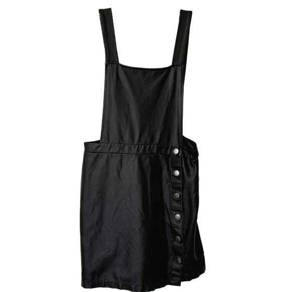 wild fable Dresses & Skirts - Wild Fable Small Black Vegan Faux Leather Jumper Mini Dress Academia Moto Casual